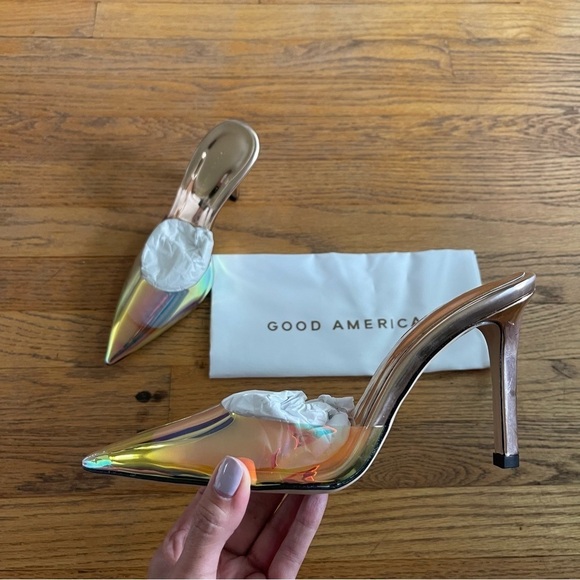 NEW Good American PVC Rainbow Mule Pump Stiletto Size 6.5 NWT GA363P - Picture 1 of 3